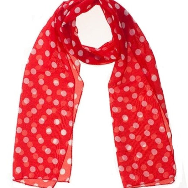 Central Chic Silky Floaty Polka Dot Scarf Chiffon Scarf