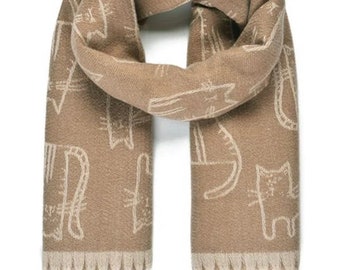 Central Chic Cat Design Blanket Scarf