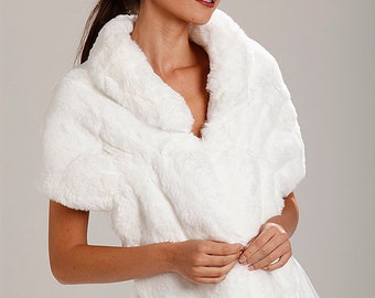 Central Chic Art Deco Style Faux Fur Shawl For Winter Parties Weddings Bridesmaids Brides Bridal Wear Special Events