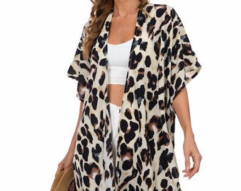 animal print kimono cardigan