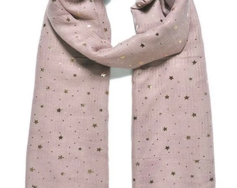 Central Chic Crafts Dusky Rose Texturé Star foil Print Scarf