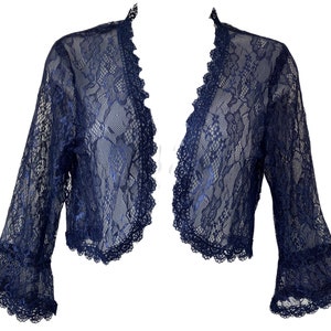 Central Chic© Womens Handfinished Premium Lace Open Front Bolero Bolero Cardigan Bruiloften Maat S-M afbeelding 1