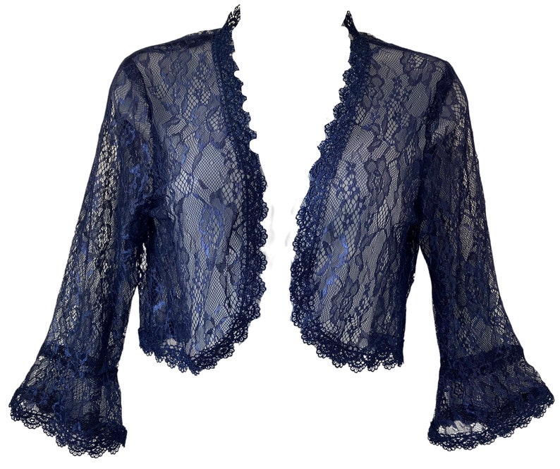 Central Chic© Womens Handfinished Premium Lace Open Front Bolero Bolero Cardigan Bruiloften Maat S-M afbeelding 1