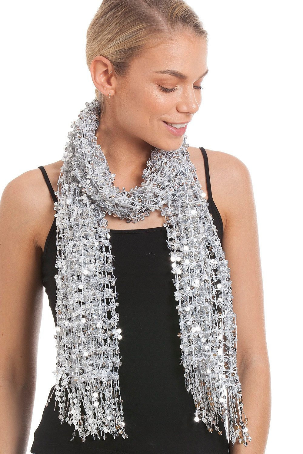 Central Chic Silver Satin Shawl Wrap Scarf Pashmina Wedding Bridesmaids  Parties