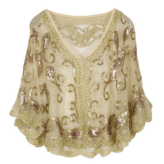Vintage Sequin Capelet Beaded Shawl Scarves Wedding Bridal Etsy