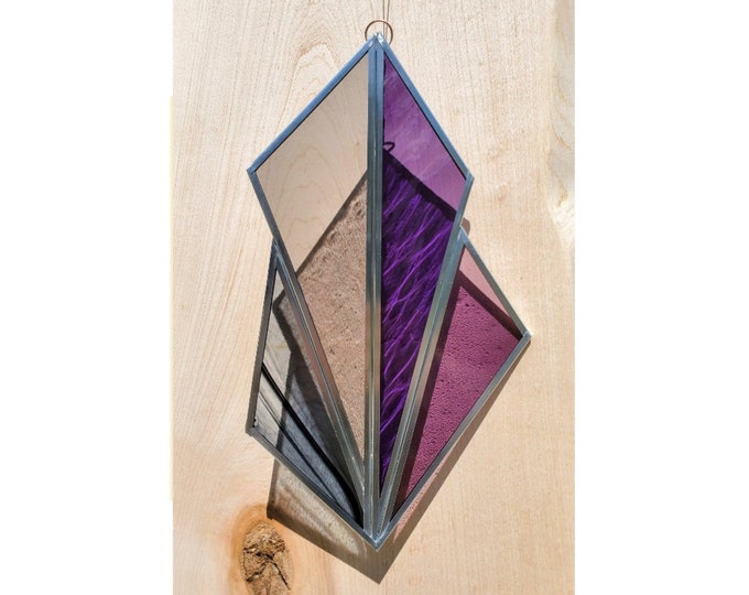 iolite stone | LEAD FREE Stained Glass sun-catcher | ornament | design | home decor | handmade gift | glass art | retro design accessories