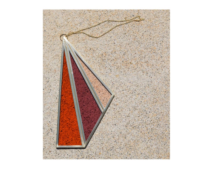 carnelian crystal | LEAD FREE Stained Glass sun-catcher | garden ornament | interior design | home decor | handmade gift | glass art |