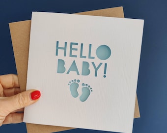 New Baby Card, Welcome to the World Baby Card, Congratulations Baby Card, Hello Baby Paper Cut Card