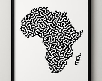 Mapa creativo de África vectorial / Descarga digital / Continente africano (svg, png, eps, pdf, ai)