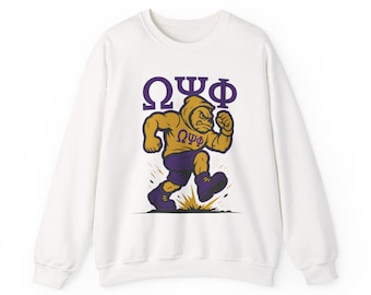 Bluza z maskotką Omega Psi Phi Running Bulldog | Bluza z okrągłym dekoltem Greek Fraternity