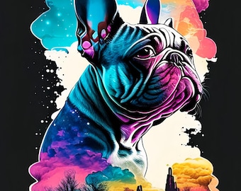 Soñando con un bulldog francés Impresión digital