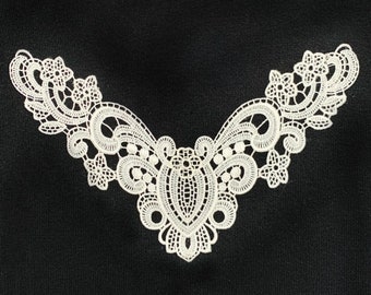 A piece of lace collar appliqué, cotton lace motifs,  for Wedding Gown, Bridal Veil or Lace Garters