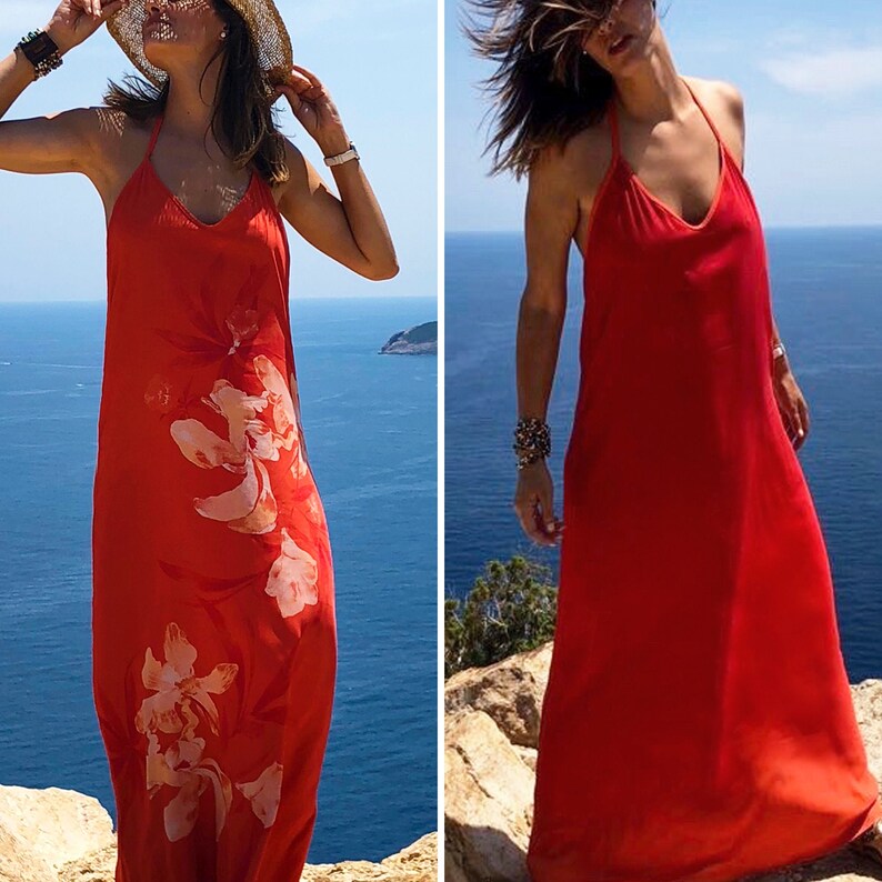ladies red summer dress