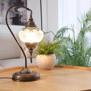 Vintage Style Crackle Glass Table Lamp Handmade image 7