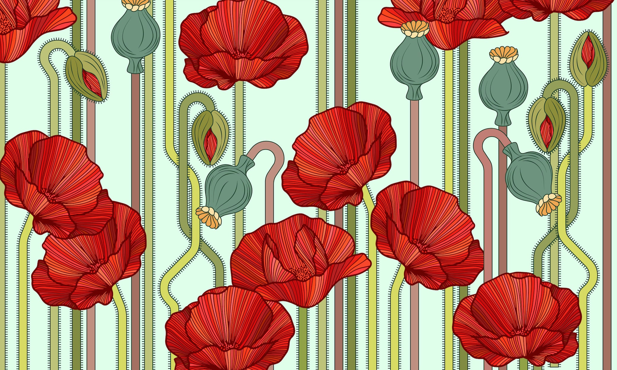 Art Deco Poppies - Etsy