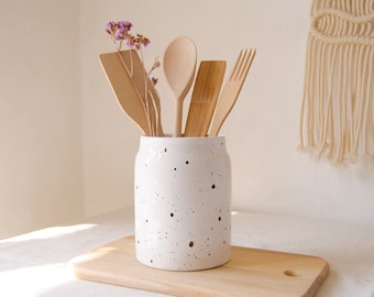 Utensilienhalter, Keramikutensilienhalter, Utensilientopf, Küchenutensilienhalter, Keksdose, Keramikvase, Löffelhalter, Keramikdose