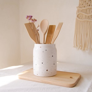 Utensil holder, Ceramic utensil holder, Utensil crock, Kitchen utensil holder, Cookie jar, Ceramic vase, Spoon holder, Ceramic jar
