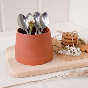Utensil holder, Ceramic utensil holder, Utensil crock, Kitchen utensil holder, Terracotta spoon holder, Salt cellar, Pottery sugar bowl