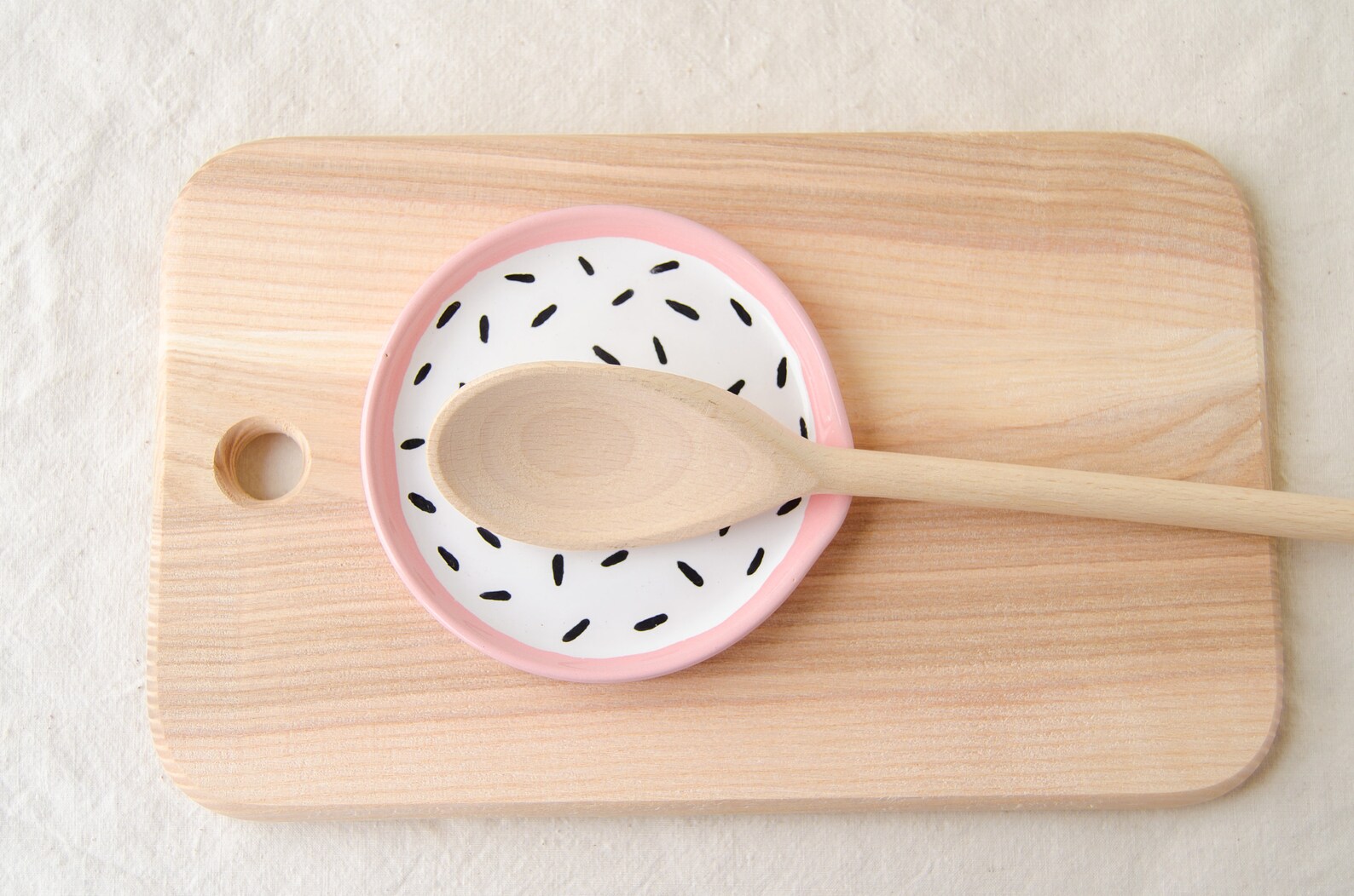 White and Pink Spoon Rest Tea Bag Holder Ceramic Spoon Rest Etsy