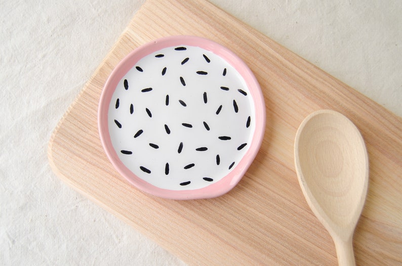 White and Pink Spoon Rest Tea Bag Holder Ceramic Spoon Rest Etsy