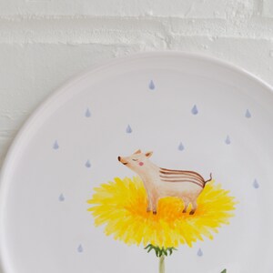 Handpainted ceramic plate with baby boar, Birthday gift, Pottery dinnerware, Housewarming gift, New home gift, Dinner plate, Wedding gift image 7