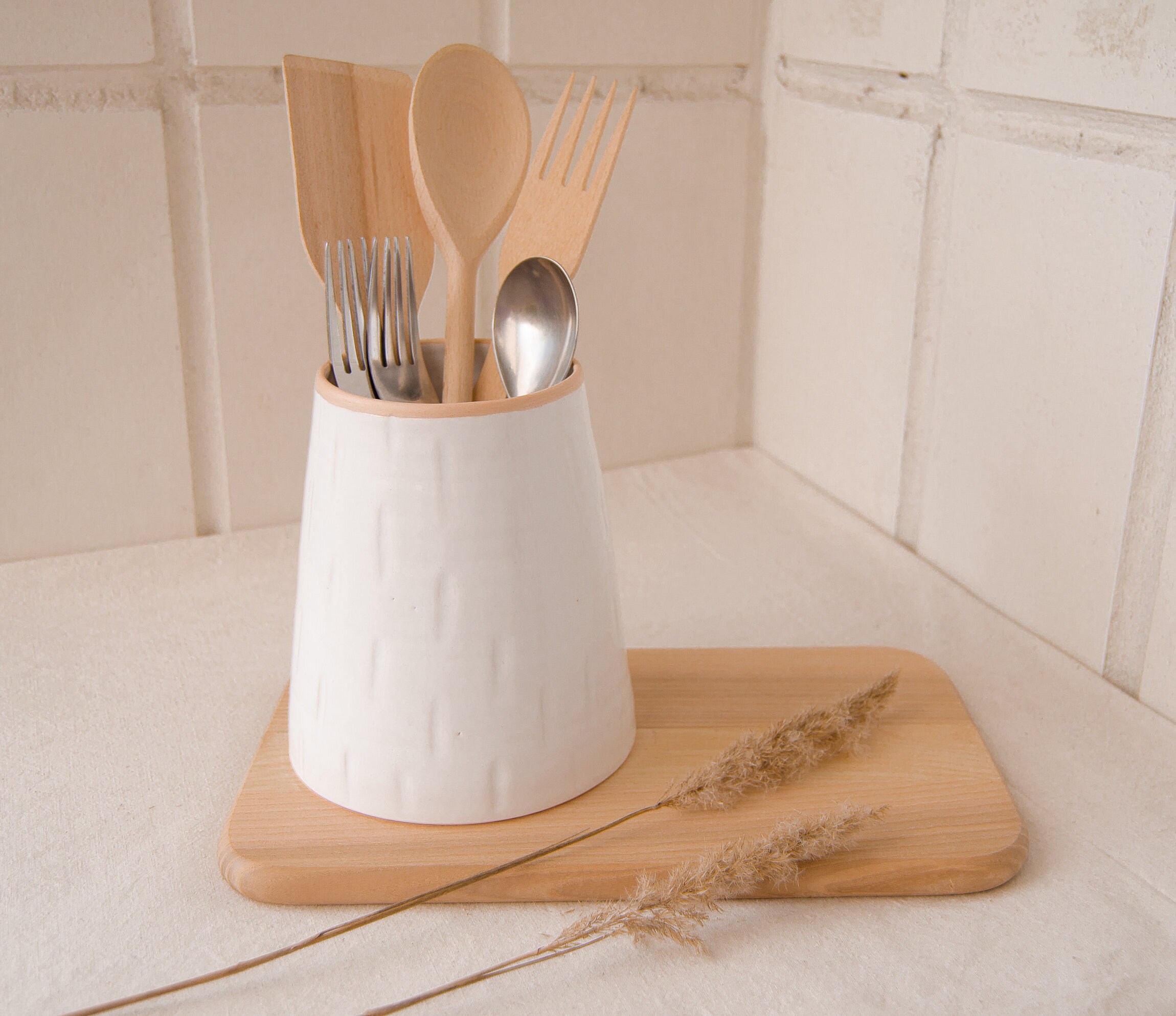 Utensil holder, Ceramic utensil holder, Utensil crock, Kitchen utensil holder, Spoon holder, Kitchen canisters, Ceramic vase, Ceramic jar