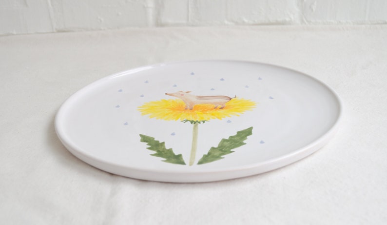 Handpainted ceramic plate with baby boar, Birthday gift, Pottery dinnerware, Housewarming gift, New home gift, Dinner plate, Wedding gift image 3