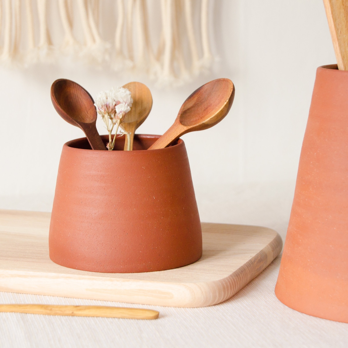 Set of 2 Utensil Holders, Ceramic Utensil Holder