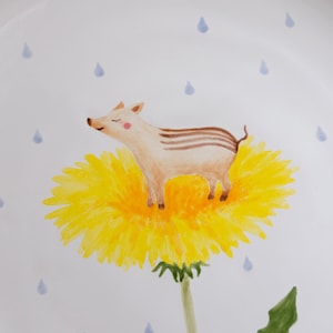 Handpainted ceramic plate with baby boar, Birthday gift, Pottery dinnerware, Housewarming gift, New home gift, Dinner plate, Wedding gift image 4