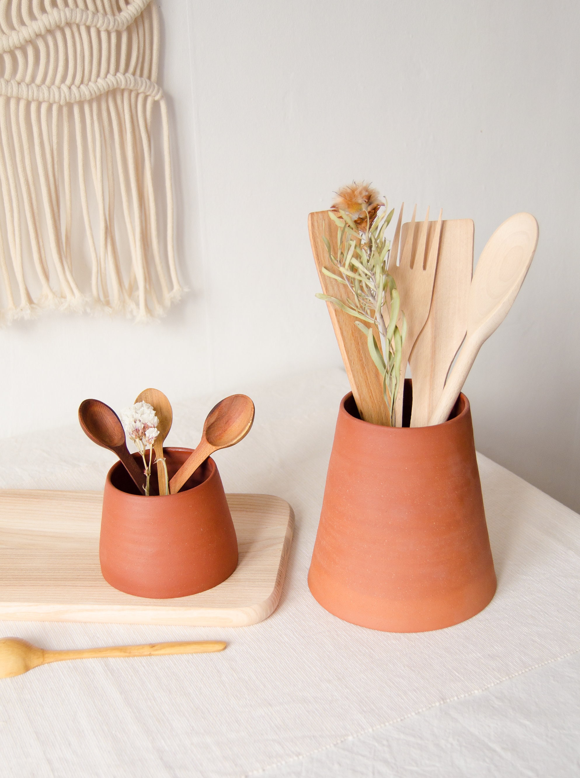 Set of 2 Utensil Holders Ceramic Utensil Holder Utensil Etsy