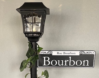28-Inch New Orleans French Quarter Mardi Gras ~ LED Lit Street Sign Lamp Post  Centerpiece ~ Bourbon ~ Optional Vines or Feather Boa