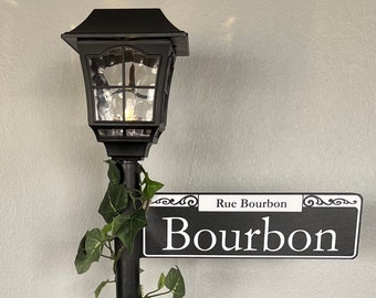 28-Inch New Orleans French Quarter Mardi Gras ~ LED Lit Street Sign Lamp Post  Centerpiece ~ Bourbon ~ Optional Vines or Feather Boa