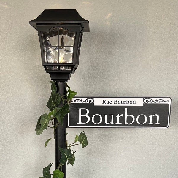 28-Inch New Orleans French Quarter Mardi Gras ~ LED Lit Street Sign Lamp Post  Centerpiece ~ Bourbon ~ Optional Vines or Feather Boa