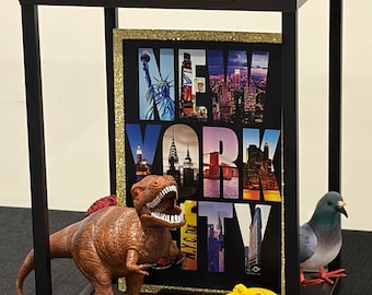 NEW  ~ NYC New York City Landmark Subway Diorama Centerpiece ~ Floral Stand ~ Sign ~ Miniatures ~ Glitter ~ Mitzvahs, Sweet 16