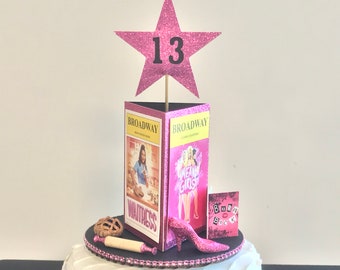 6-inch CAKE TOPPER ~ Custom BROADWAY Musical Theater Decoration ~ Miniature Accessories & Playbills ~ Choose up to 3 Shows ~ Birthday