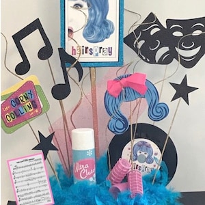 BROADWAY Musical Theatre Centerpiece Party Decoration ~ Playbill, Feather Boa, Glitter, Record ~ 40+ Broadway Shows ~ Will Customize for You