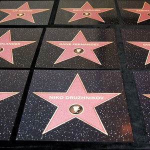 SET of 10 Personalized HOLLYWOOD Walk of Fame Stars ~ Red Carpet~ Party Favors ~ 11" x 11"