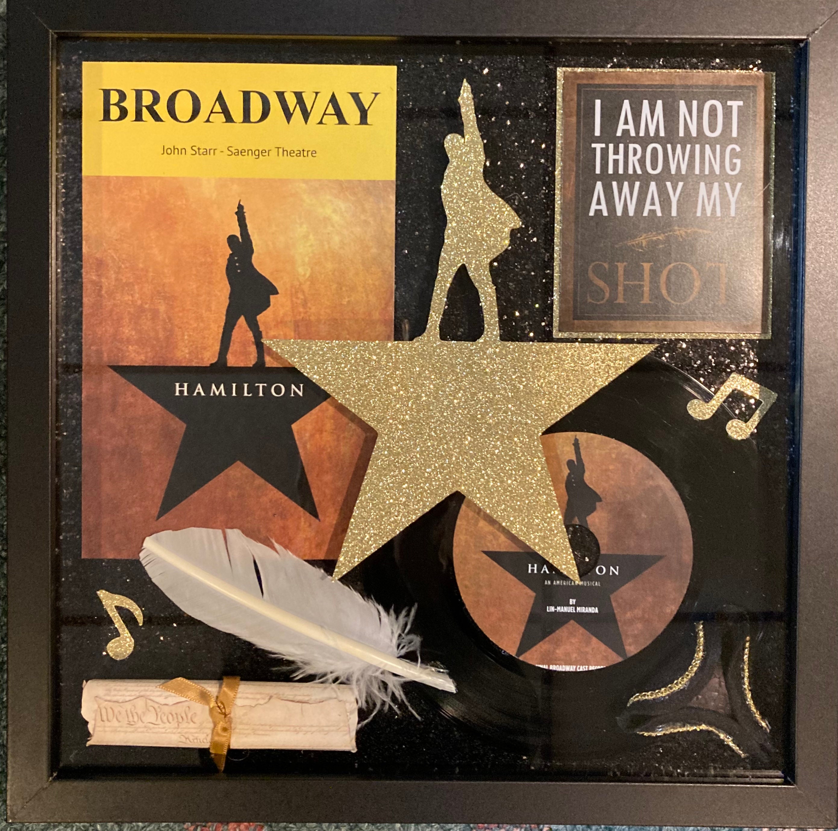 BROADWAY Collage Shadowbox Decor for Memorabilia, Playbill, Record 
