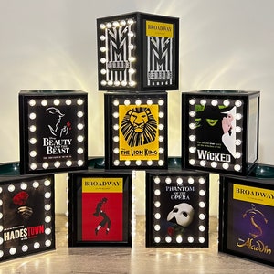 Set of 8 BROADWAY LIGHT UP Centerpiece ~ Musical Theatre Decoration ~ Bar Bat Mitzvah, Birthday, Pride, Wedding ~ Will Customize for You!