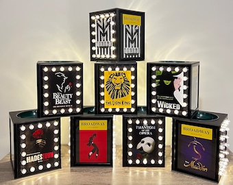 Set of 8 BROADWAY LIGHT UP Centerpiece ~ Musical Theatre Decoration ~ Bar Bat Mitzvah, Birthday, Pride, Wedding ~ Will Customize for You!