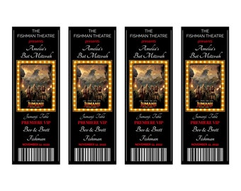 HOLLYWOOD 48 Large Movie Ticket Name Place Cards ~ Bar Bat Mitzvah, Birthday, Wedding