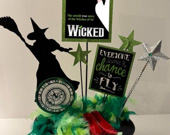 BROADWAY TOP HAT Musical Theatre Centerpiece Party Decoration ~ Feather Boa, Glitter, 40+ Broadway Shows ~ Will Customize for You!