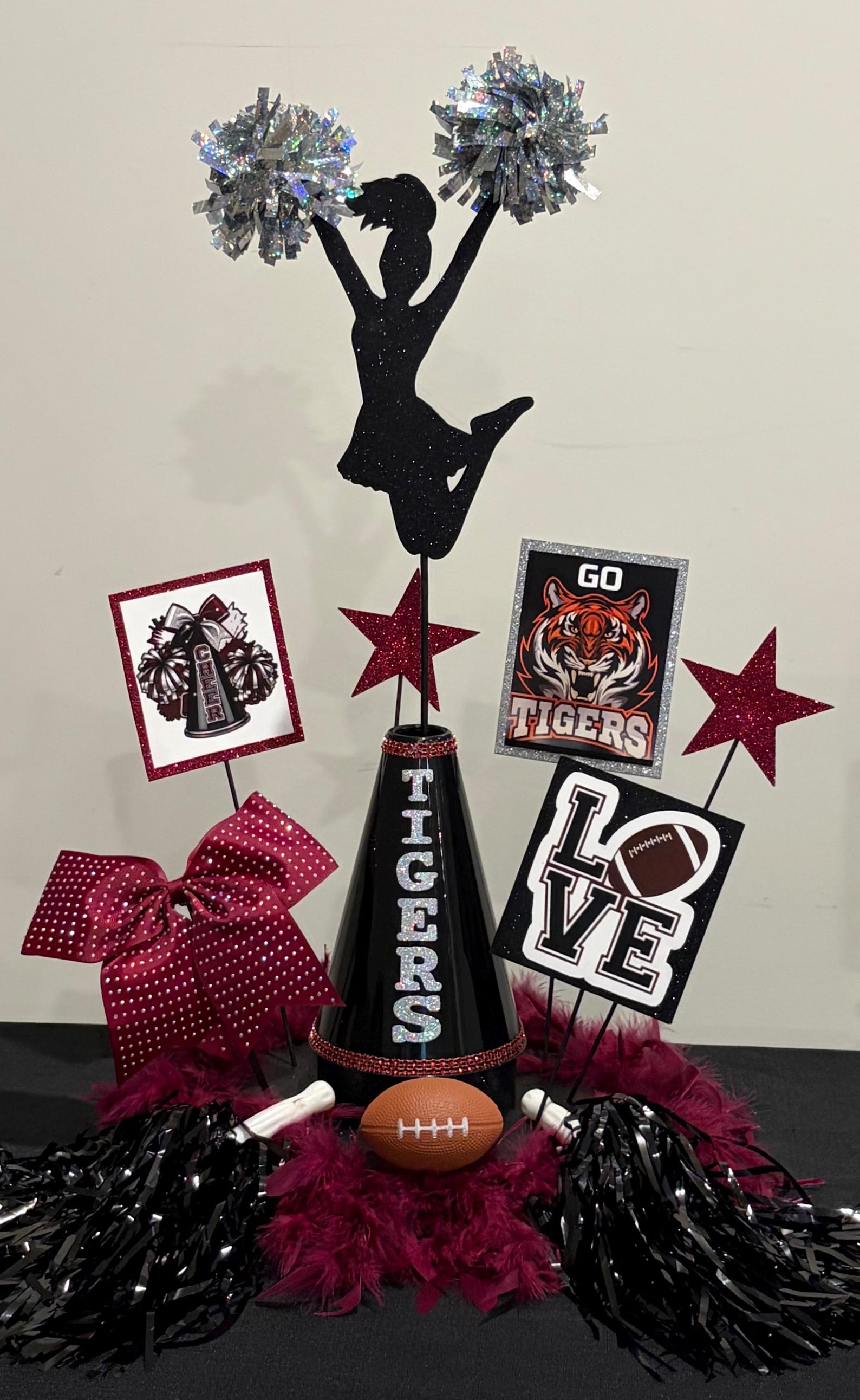 CHEERLEADER Centerpiece Party Decoration ~ Cheer Figure, Boa, Pompom ...