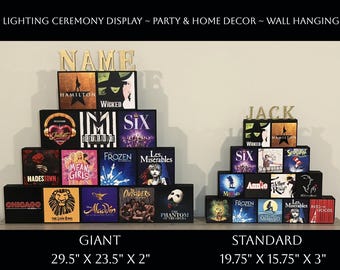 GIANT PYRAMID ~ NYC Landmarks, Broadway Shows, Glitter Name, Optional Votives/Stars ~ Tabletop Display ~ Lighting Ceremony ~ Wall Art Decor