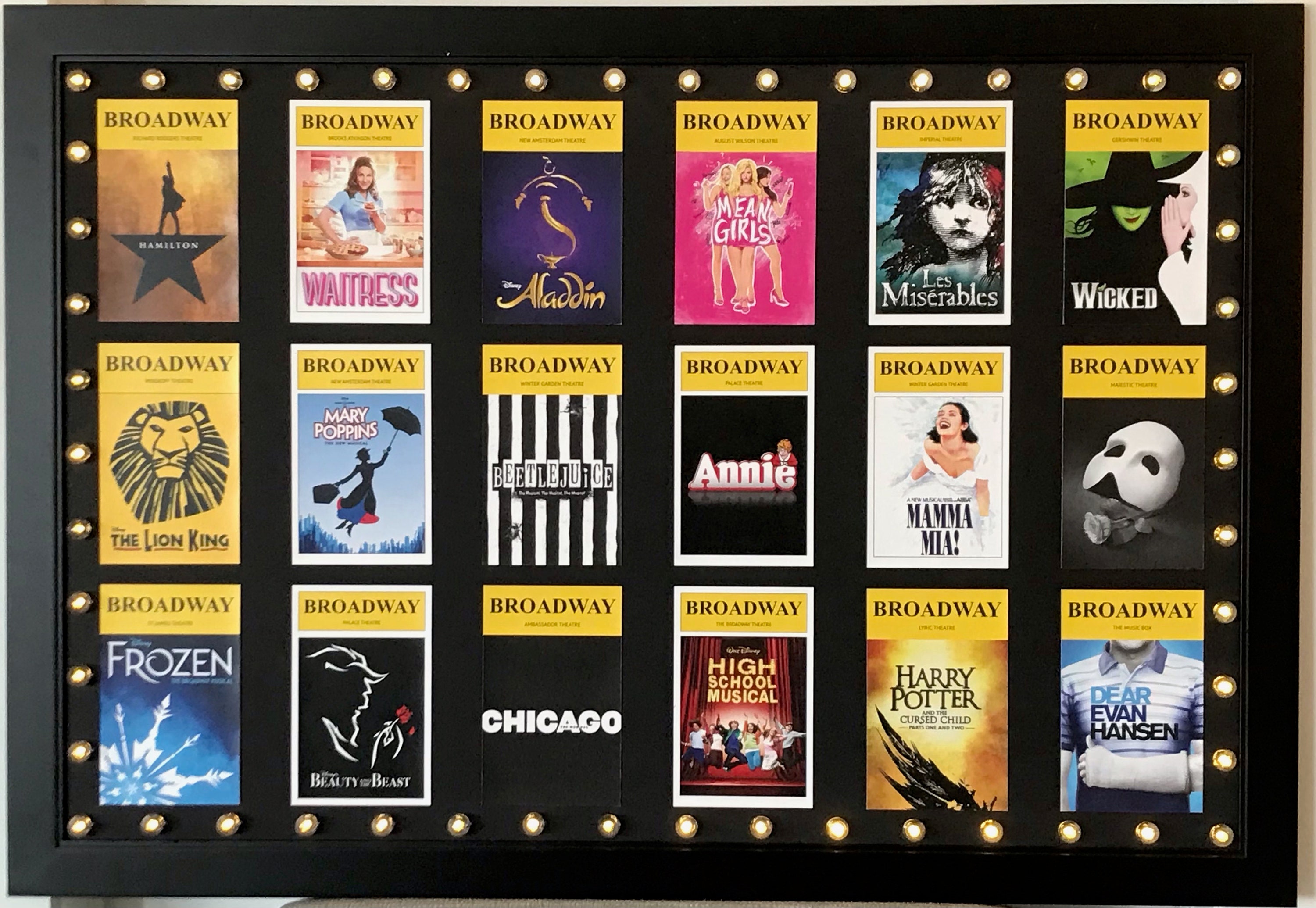 BROADWAY Playbill COLLAGE Wall Art Optional MaRQUEE LiGHTS Etsy