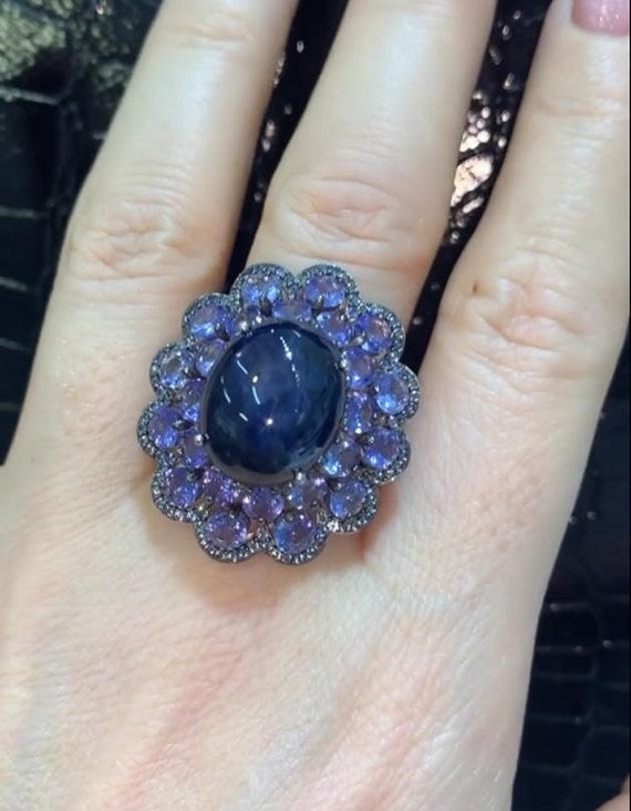 【美麗】天然タンザナイト・スター・シルバー・リング