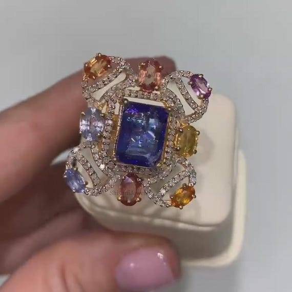 Anello tanzante grezza e argento 925 Anello petra grezza Anello Anello tanzante grezza e argento 925 Anello petra grezza Anello
