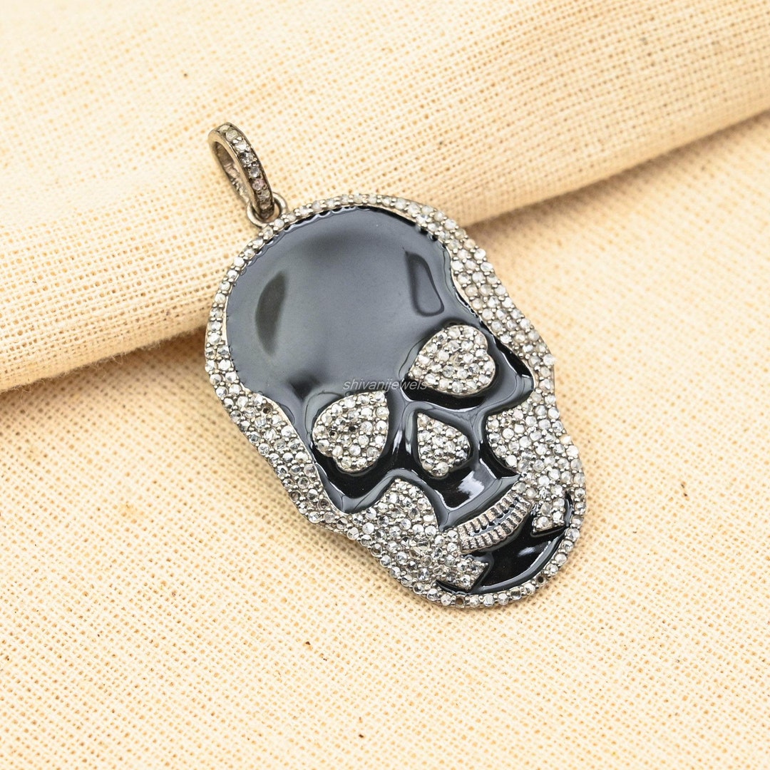 Jewelry Diamond Skull Chain 925 Silver Diamond Skull Pendant