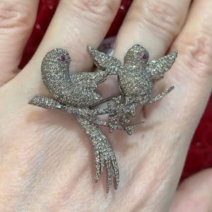 天然パヴェダイヤモンドブローチペンダント 鳥型ダイヤモンドブローチピン、925ソリッドスターリングシルバーブローチダイヤモンド鳥ブローチピンジュエリー、ギフト