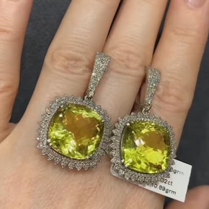 Natural Citrine Gemstone Dangle Earrings, Pave Diamond Earrings, Handmade Designer Women Jewelry, 925 Sterling Silver, Birthday Gift